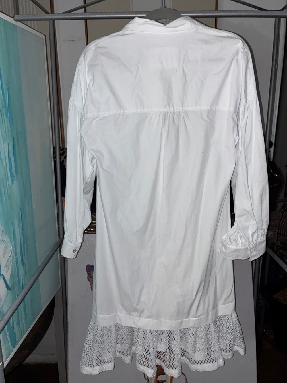 Anthropologie White Button-Front Shirt Dress with Pocket - Picture 3 of 4